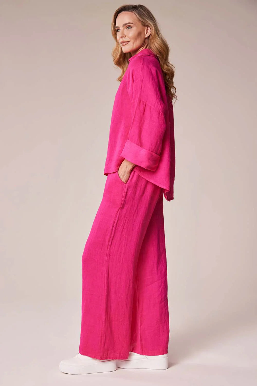 Deck Linen Trousers - Fuchsia