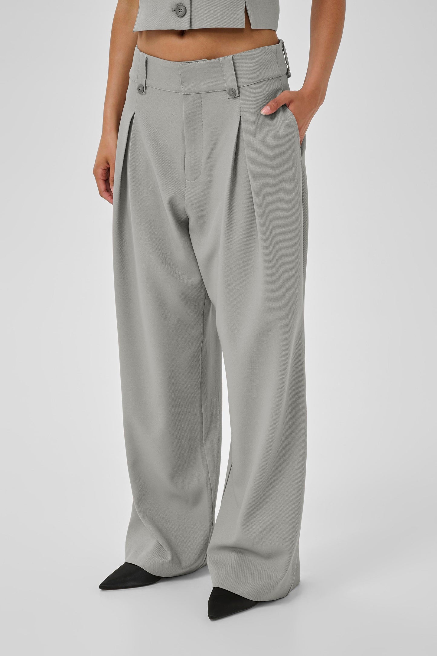 My Essential Wardrobe Disa High Wide Pants - Moon Mist