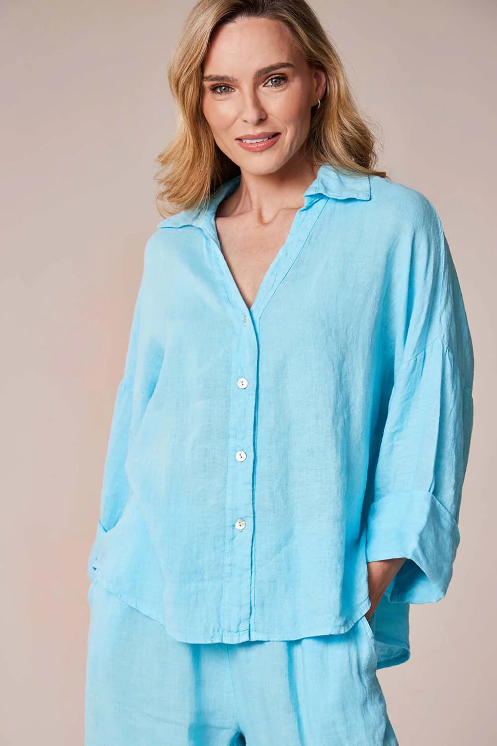 Deck Linen Shirt - Turquoise