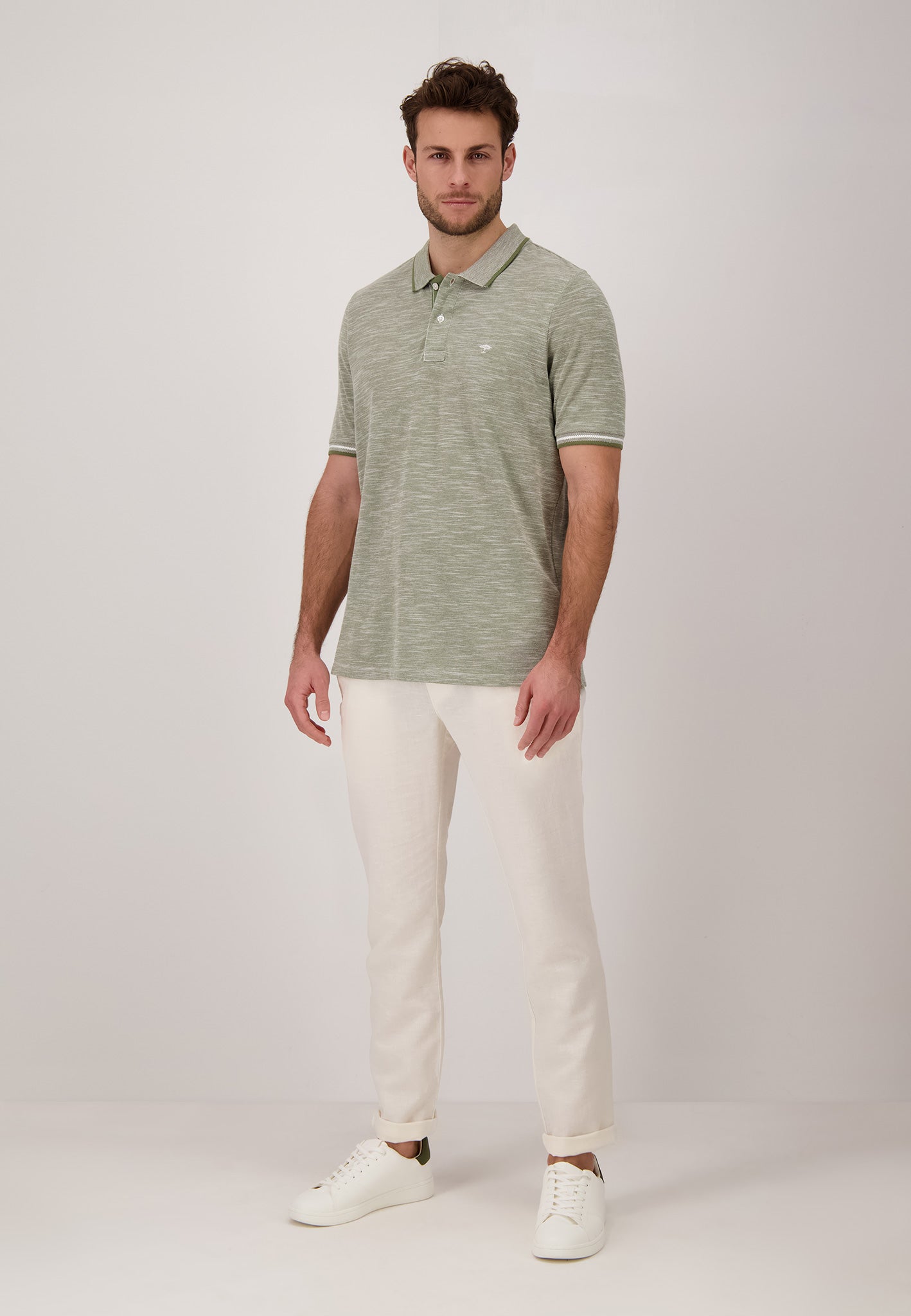 Fynch Hatton Slub Polo Shirt - Dusty Olive