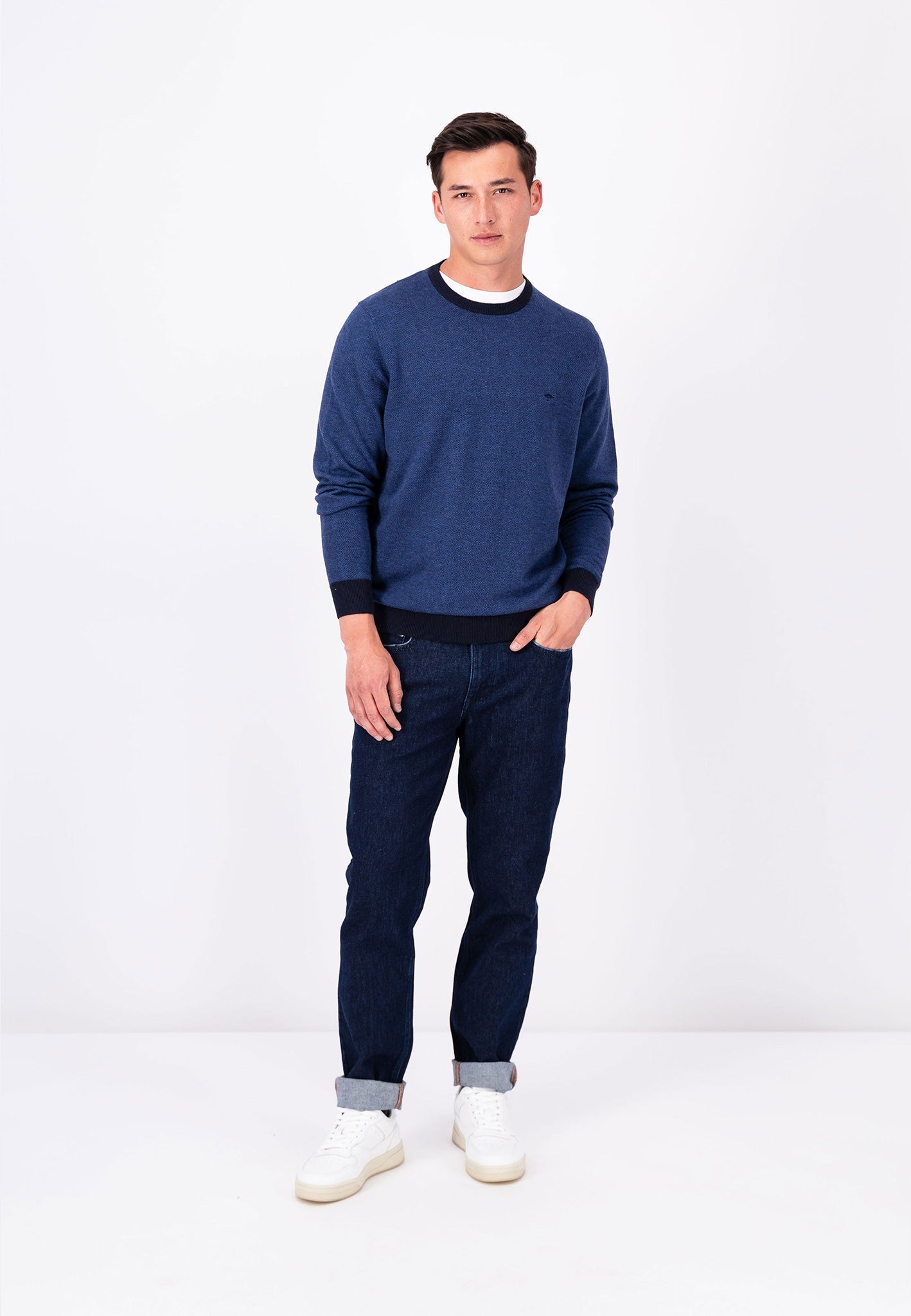 Fynch Hatton Two Tone Jumper - Navy