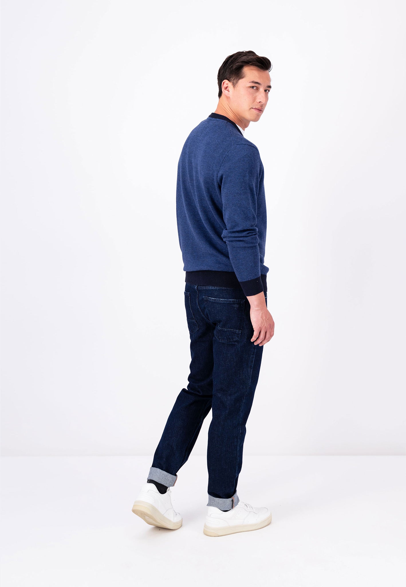 Fynch Hatton Two Tone Jumper - Navy