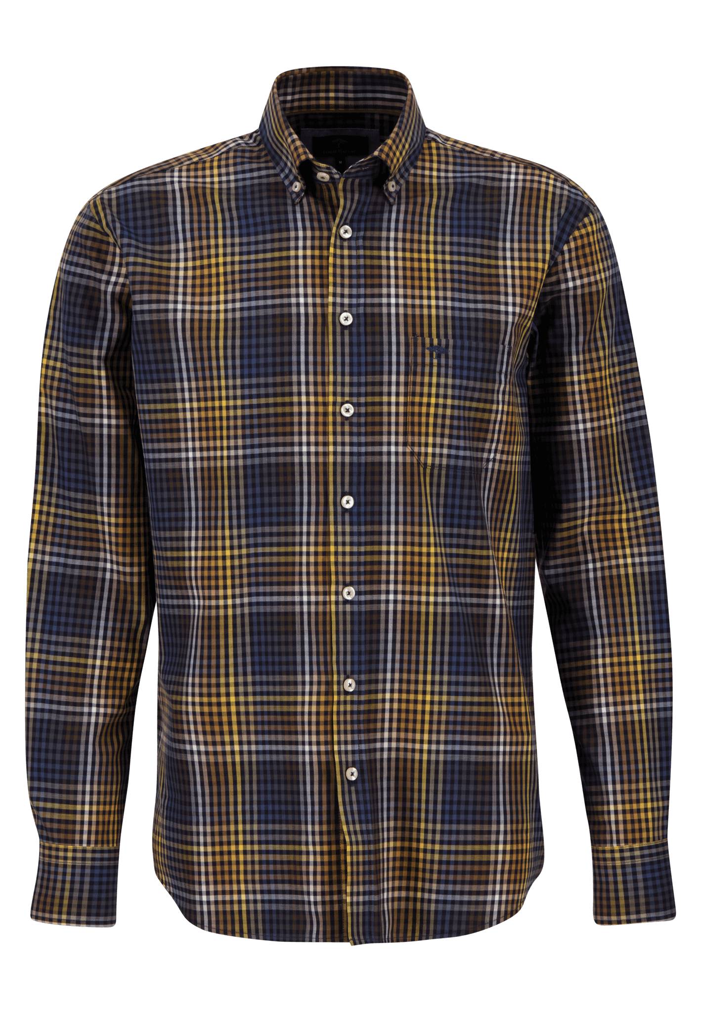 Fynch Hatton Camel Check Shirt - Navy