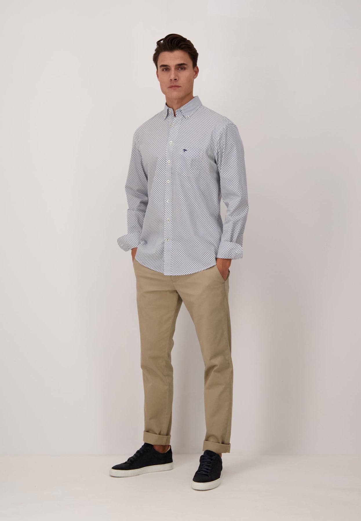Fynch Hatton Casual Fit Printed Shirt - Navy