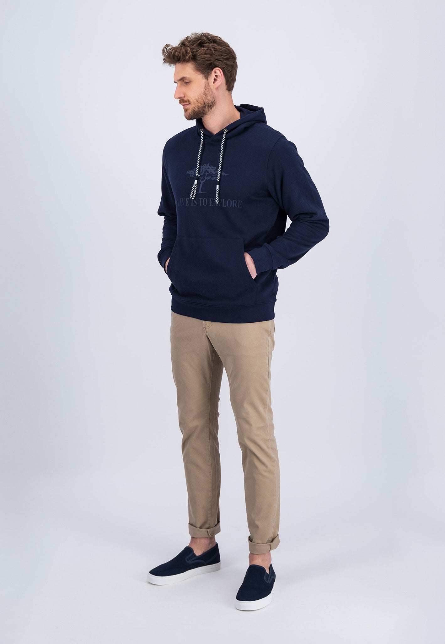 Fynch Hatton Logo Hoodie - Navy