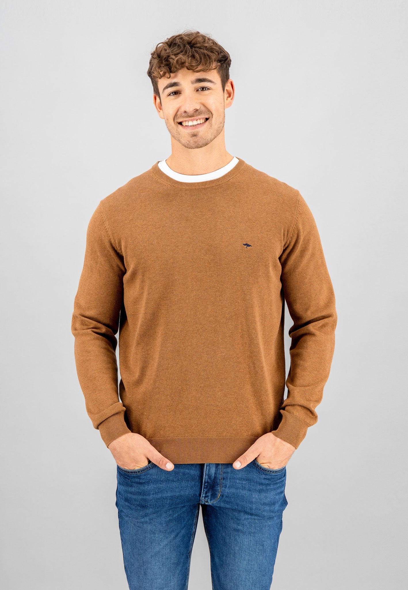 Fynch Hatton Round Neck Jumper - Walnut Brown