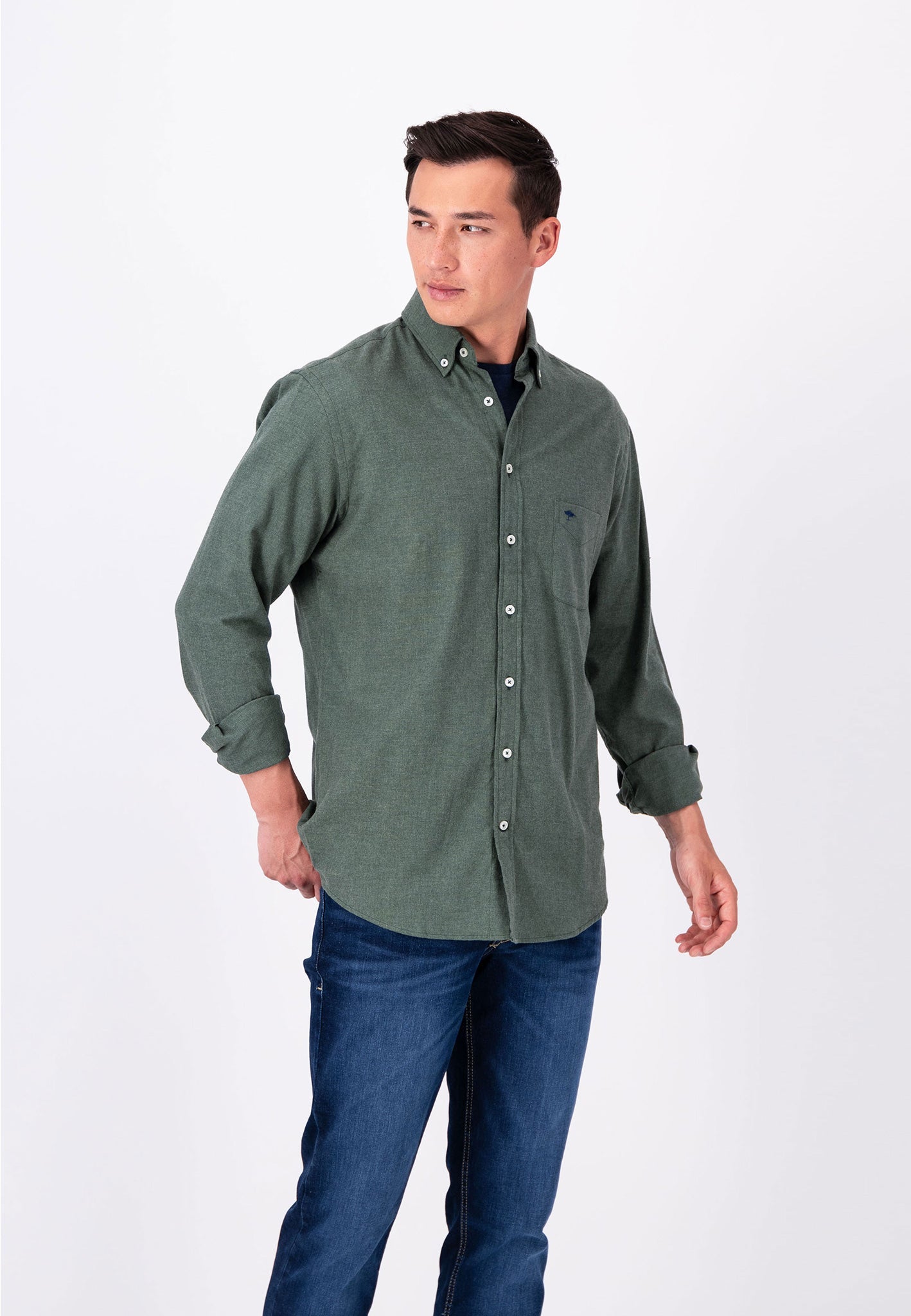 Fynch Hatton Premium Flannel Shirt - Sage Green