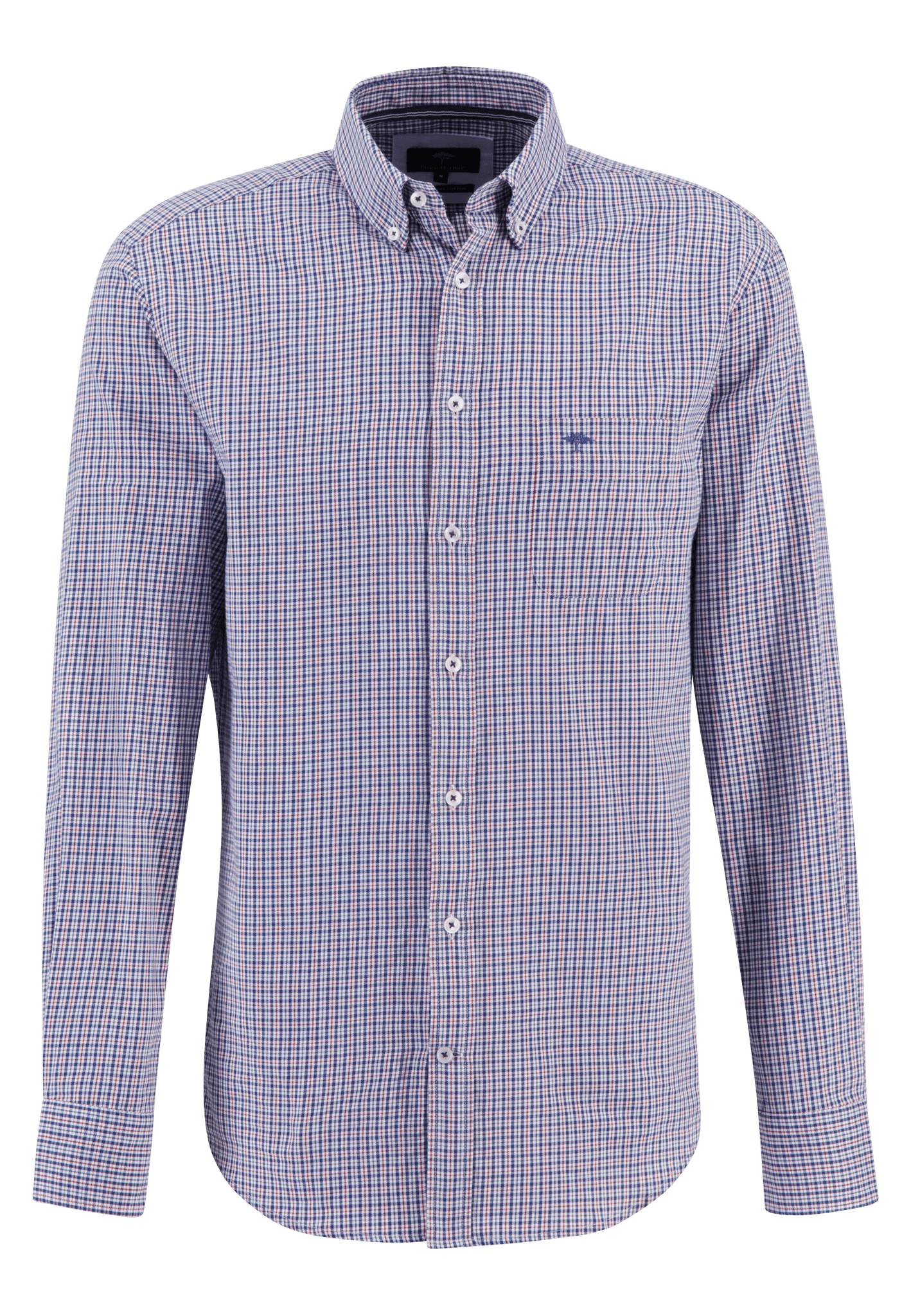 Fynch Hatton Long Sleeved Check Shirt - Blue