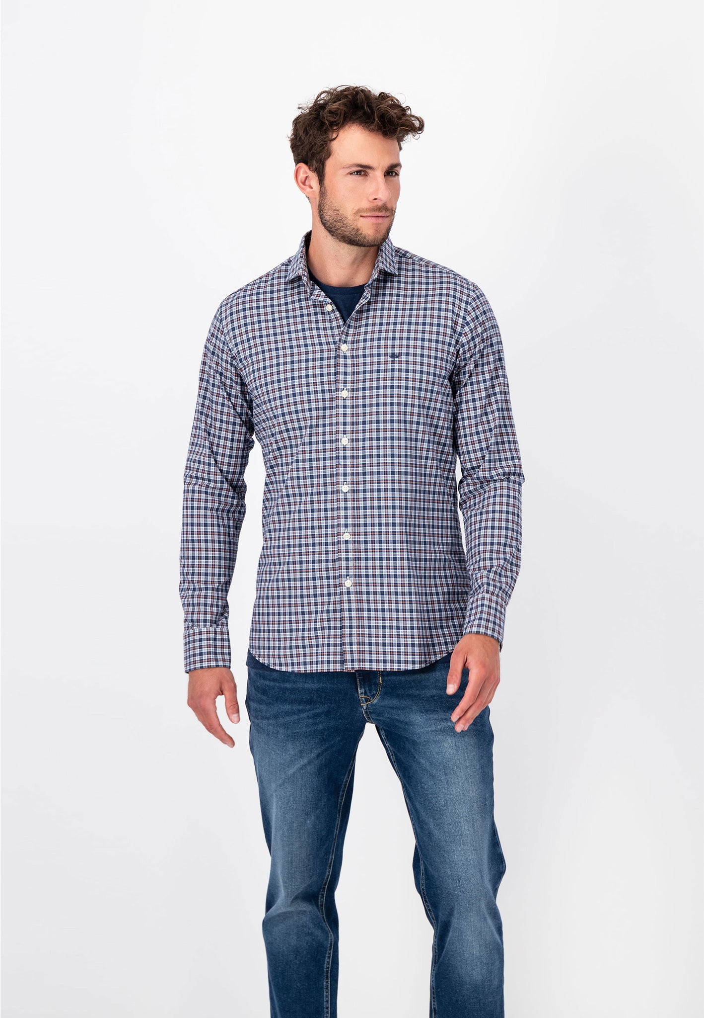 Fynch Hatton Modern Fit Shirt - Modern Checks - Burnt Orange