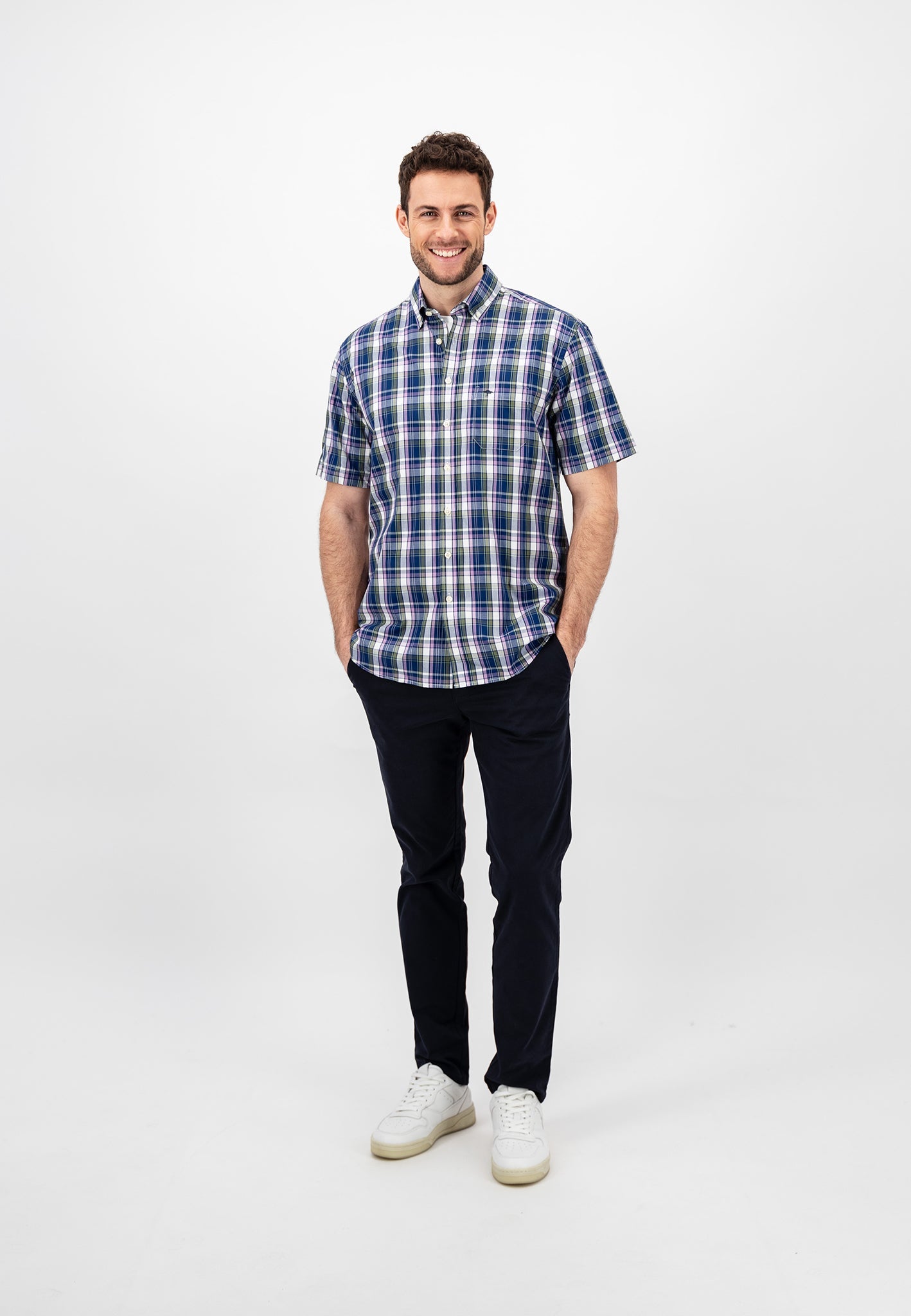 Fynch Hatton Short Sleeved Shirt - Navy