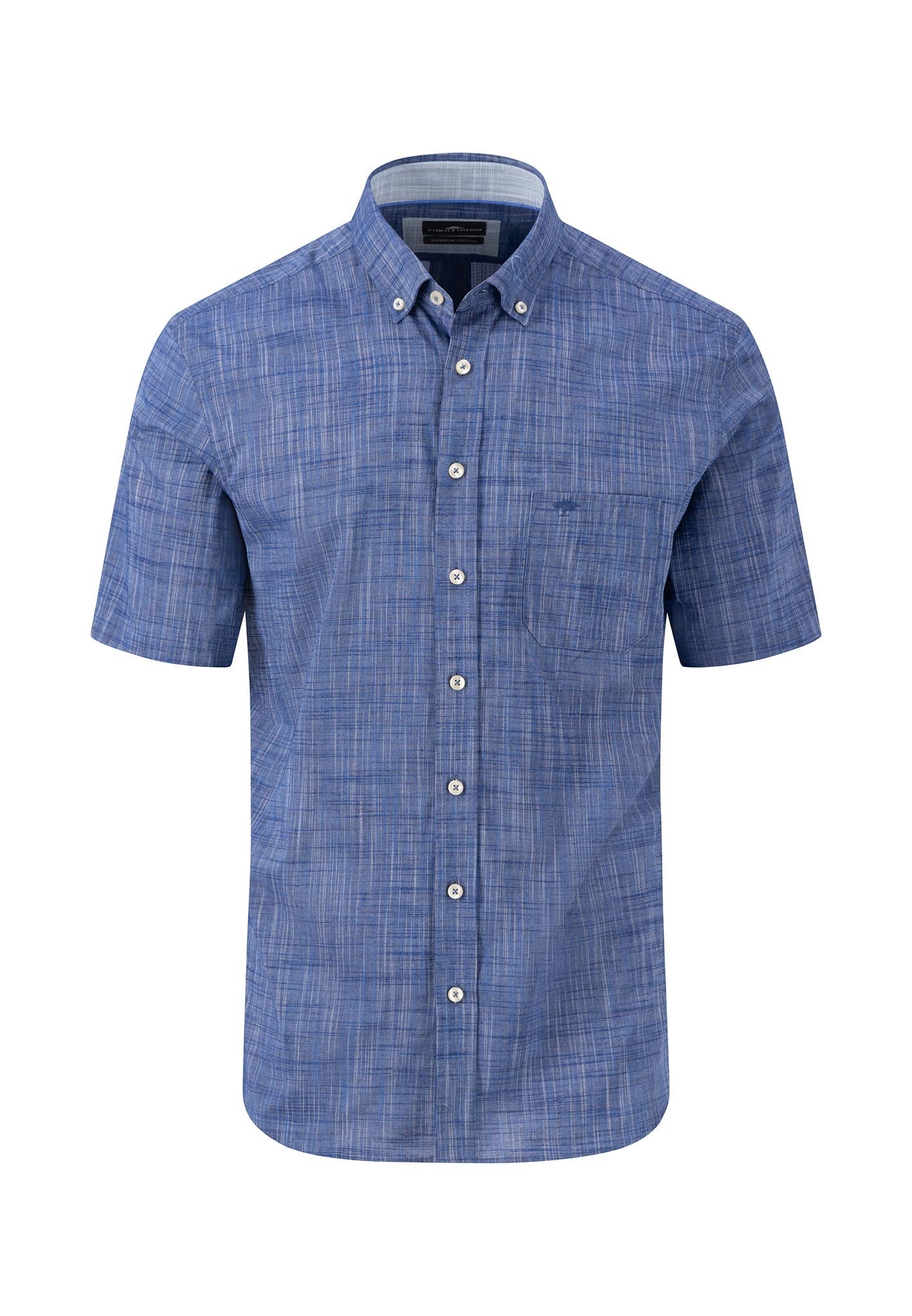 Fynch Hatton Short Sleeved Cotton Shirt - Navy