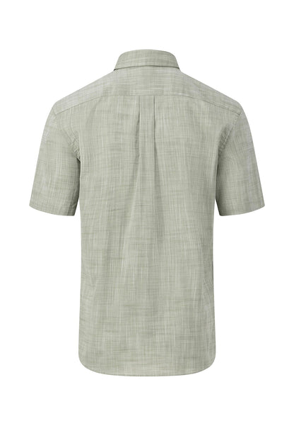 Fynch Hatton Short Sleeved Cotton Shirt - Dusty Olive