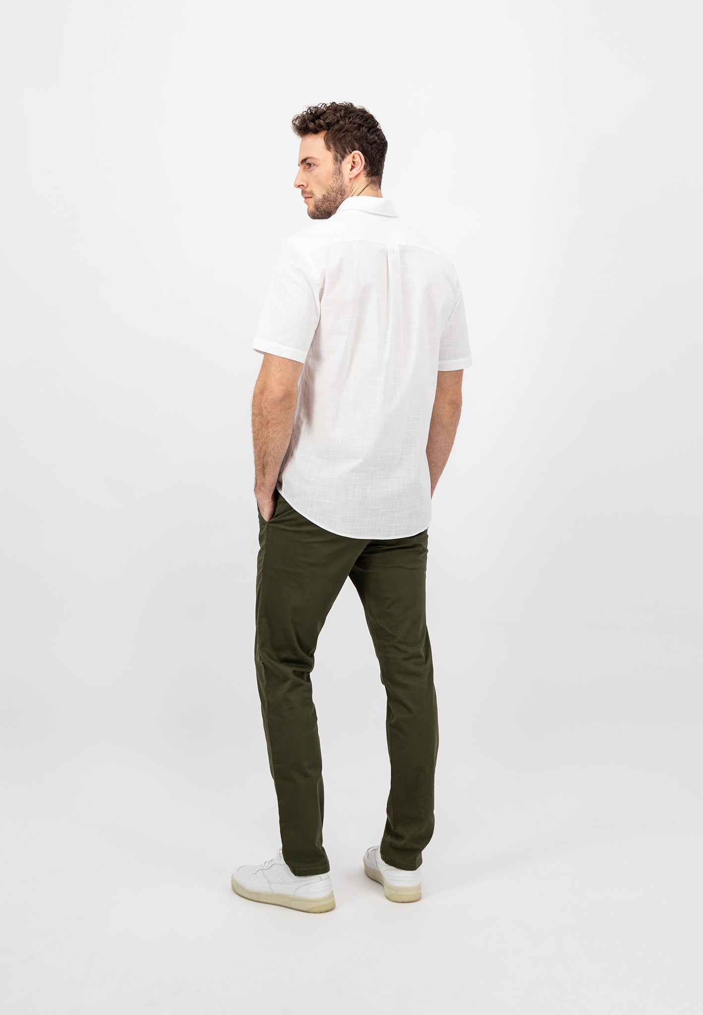 Fynch Hatton Short Sleeved Cotton Shirt - White