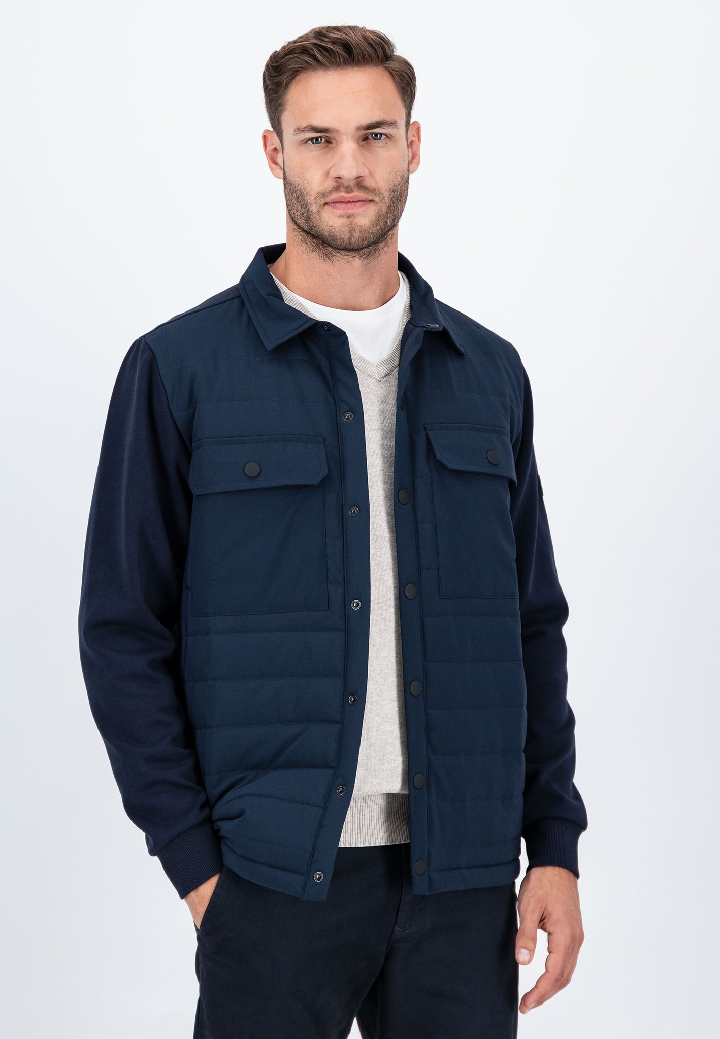 Fynch Hatton Hybrid Overshirt - Navy