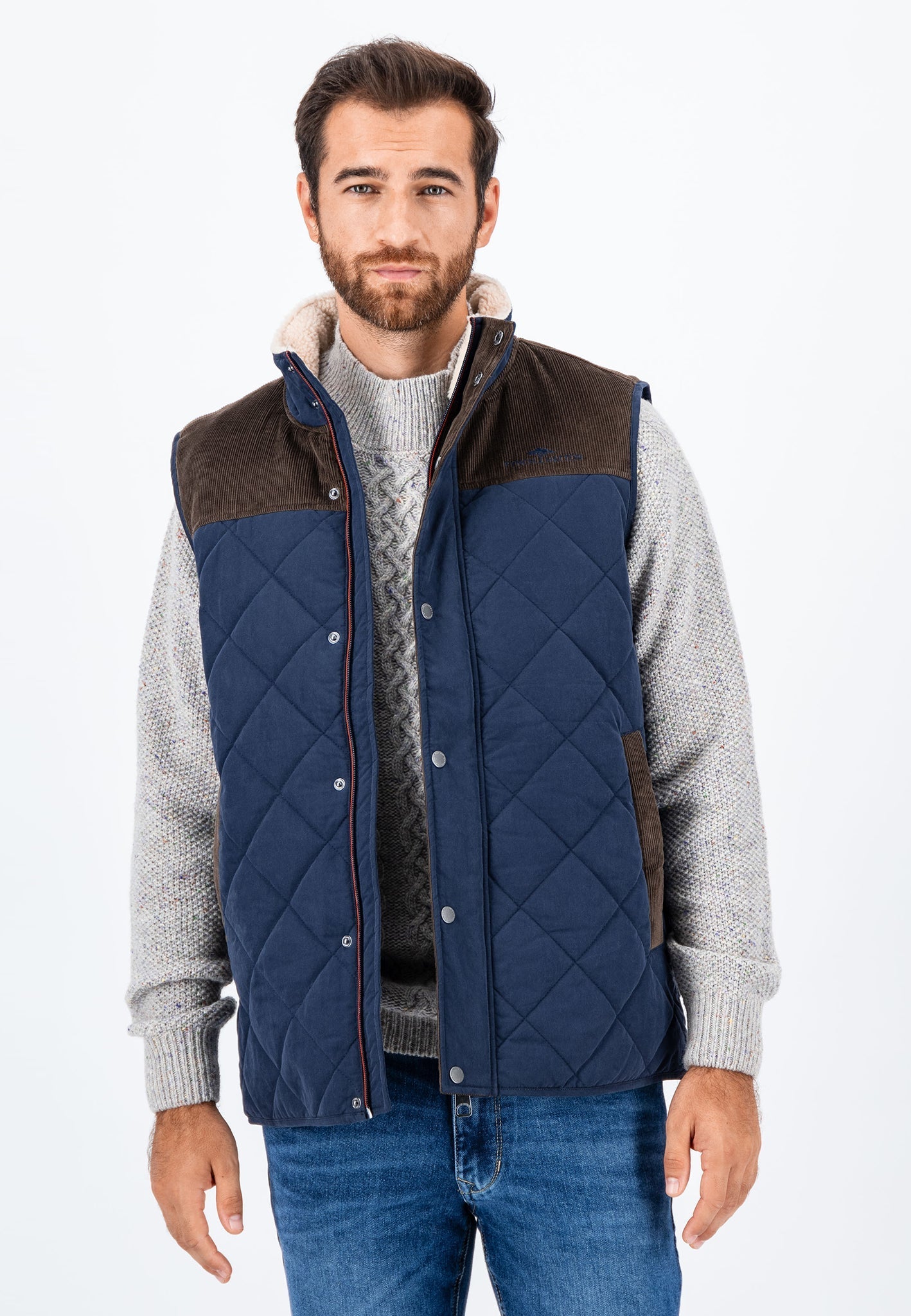 Fynch Hatton Two Tone Vest - Dark Navy