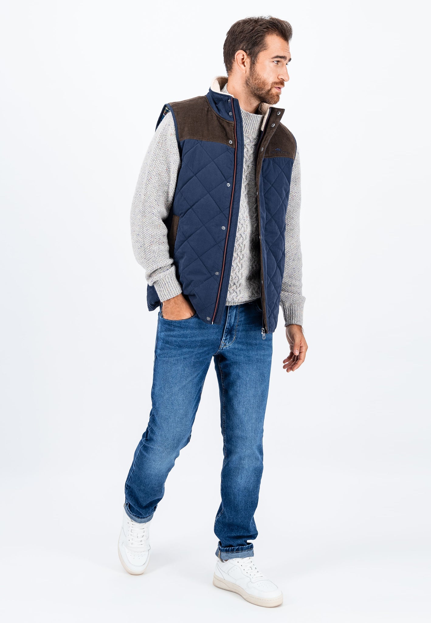 Fynch Hatton Two Tone Vest - Dark Navy