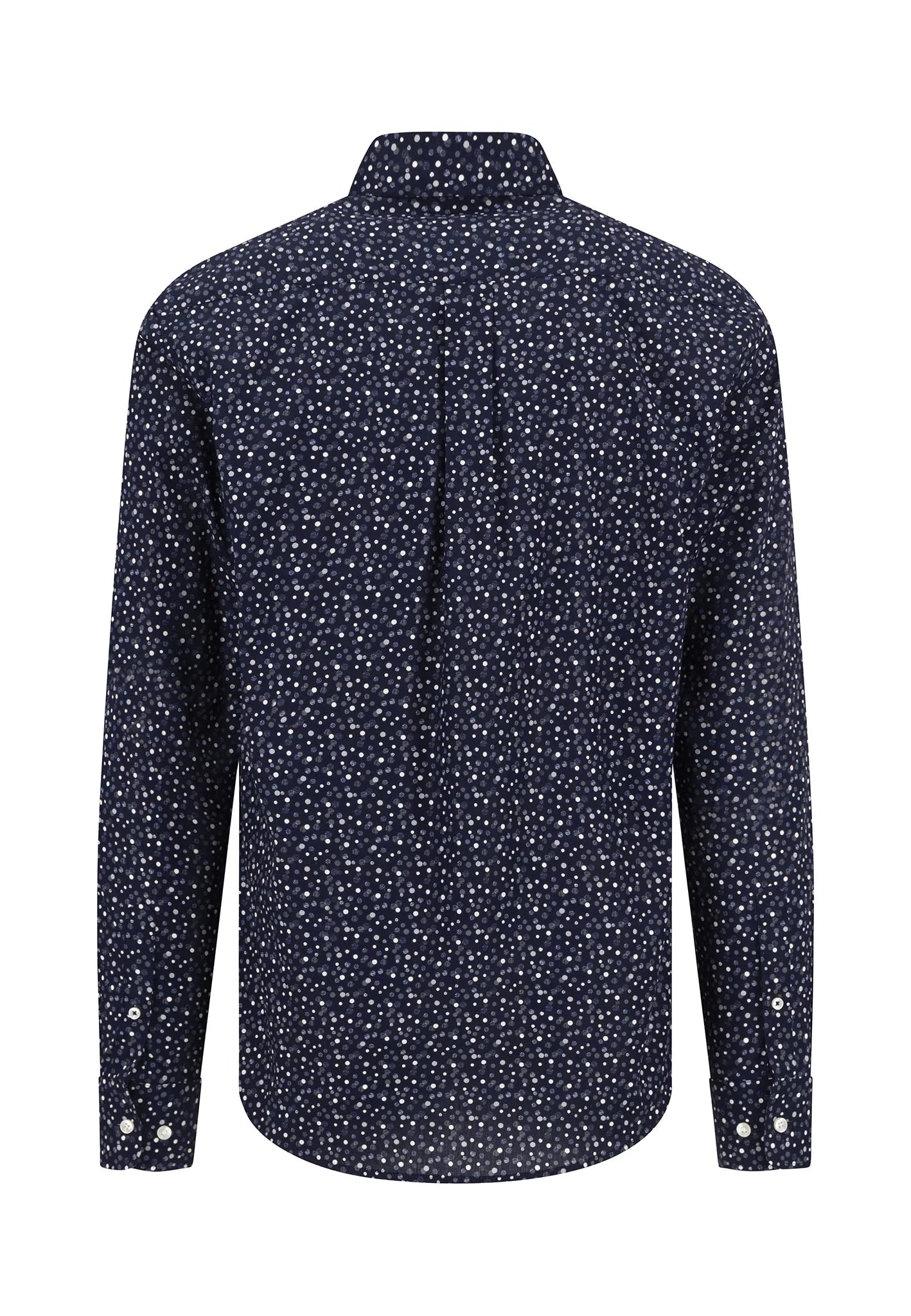 Fynch Hatton Cotton Print Button Down Shirt - Navy