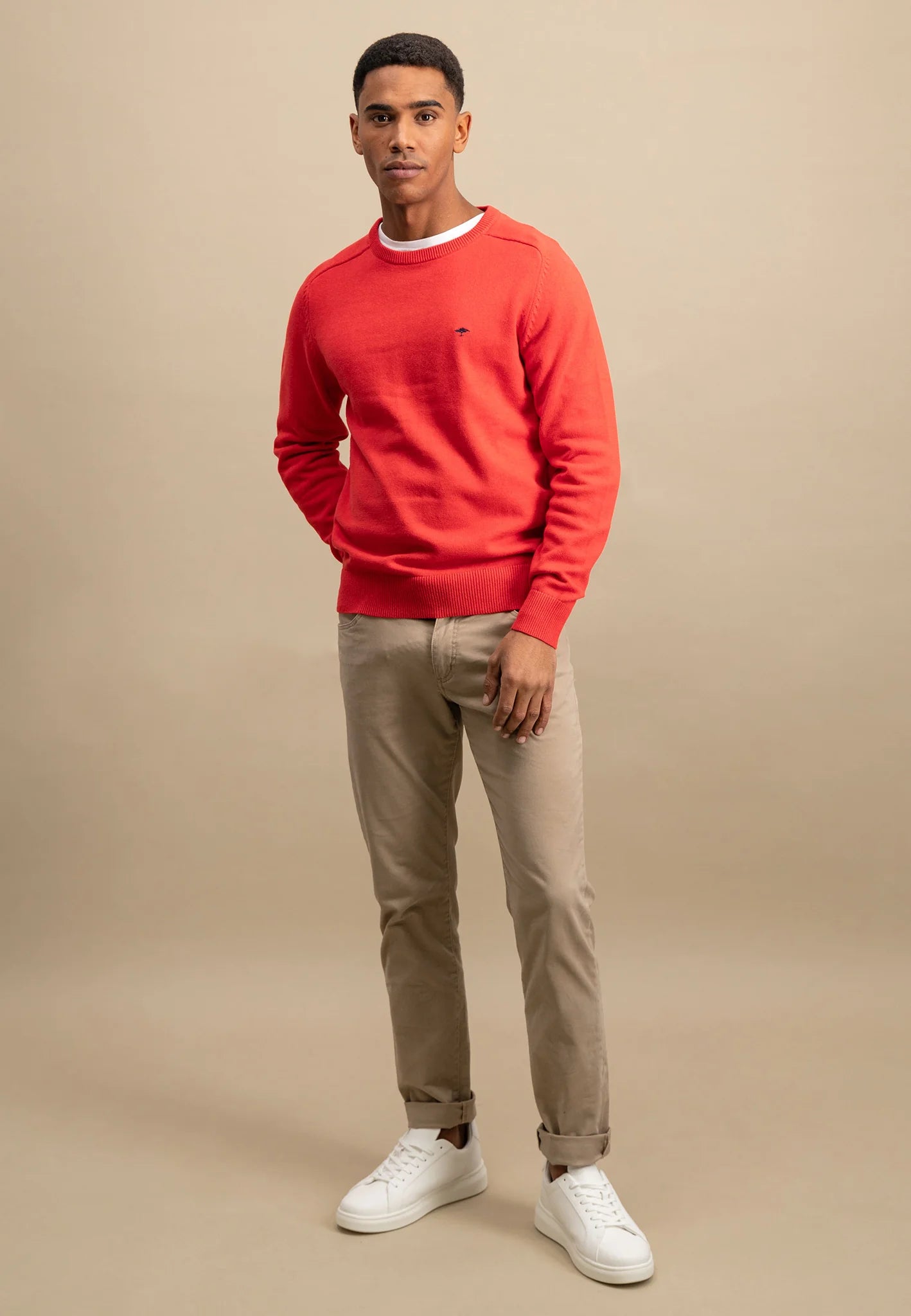 Fynch Hatton Round Neck Supersoft Knit Jumper - Poppy Red