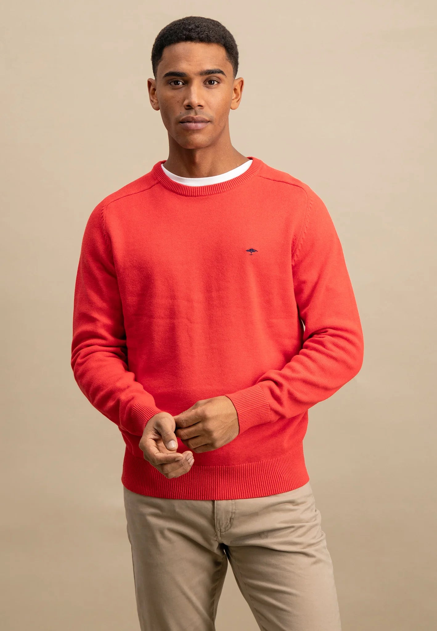 Fynch Hatton Round Neck Supersoft Knit Jumper - Poppy Red
