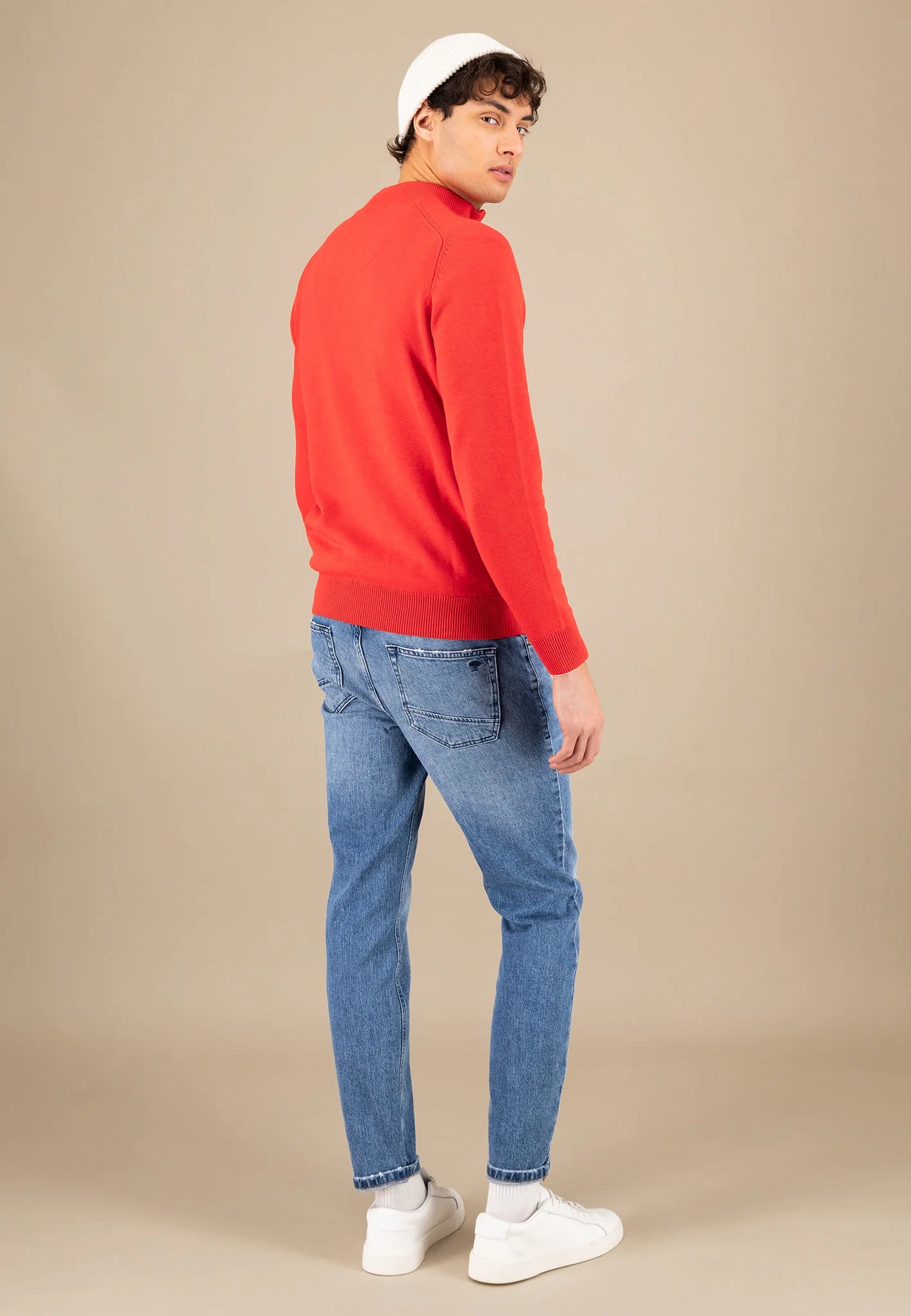 Fynch Hatton Troyer Zip Supersoft Knitwear - Poppy Red