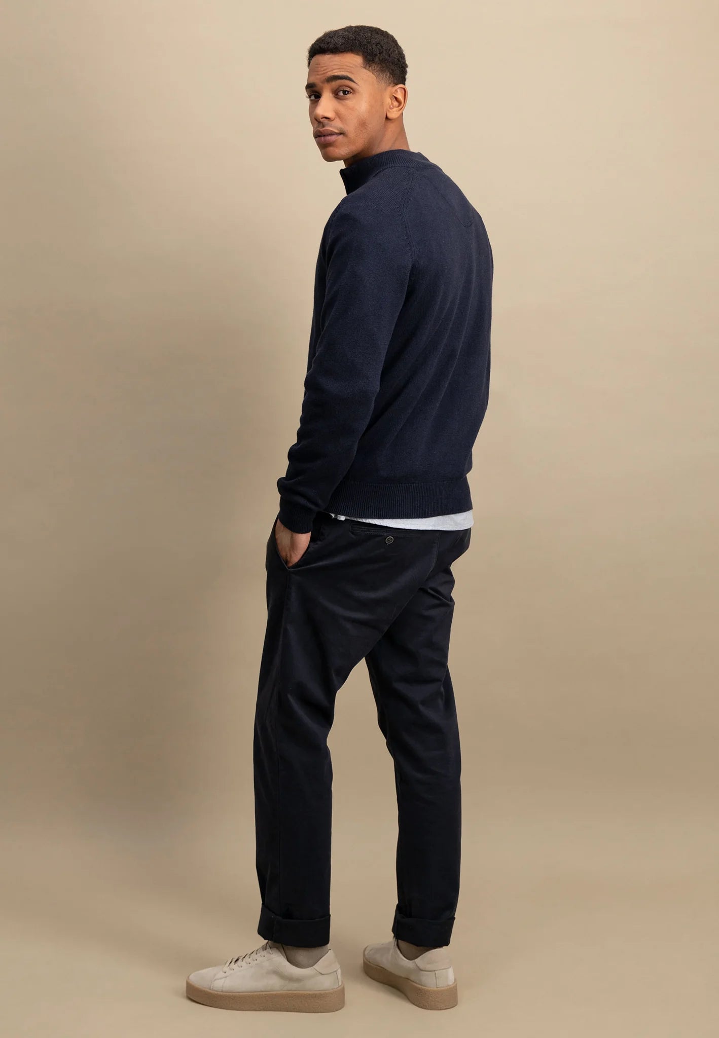 Fynch Hatton Troyer Zip Supersoft Knitwear - Navy
