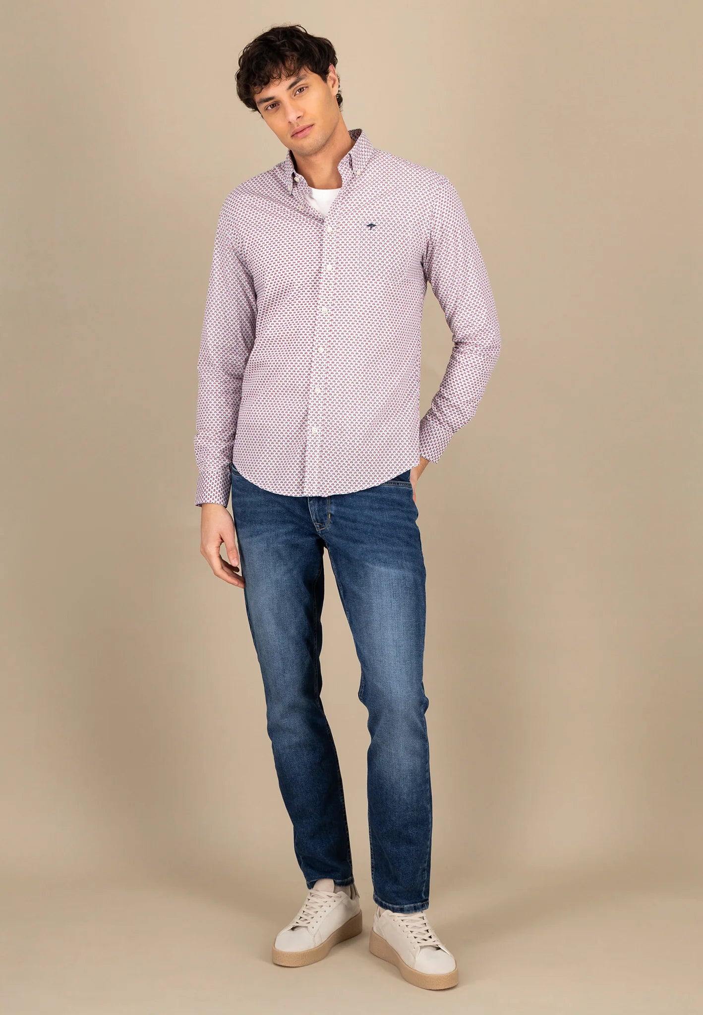 Fynch Hatton Small Combi Print Shirt - Poppy Red