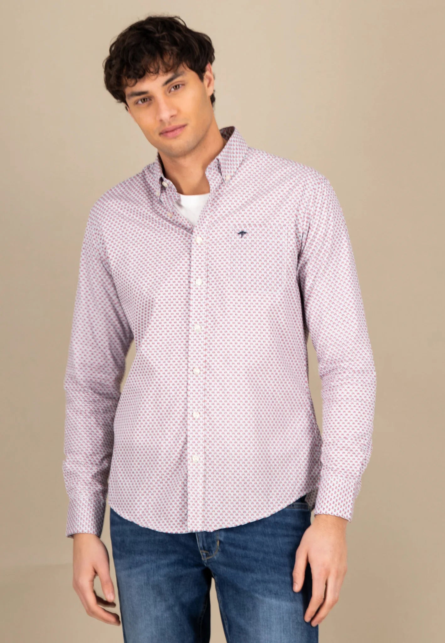 Fynch Hatton Small Combi Print Shirt - Poppy Red
