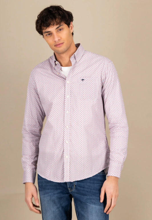 Fynch Hatton Small Combi Print Shirt - Poppy Red