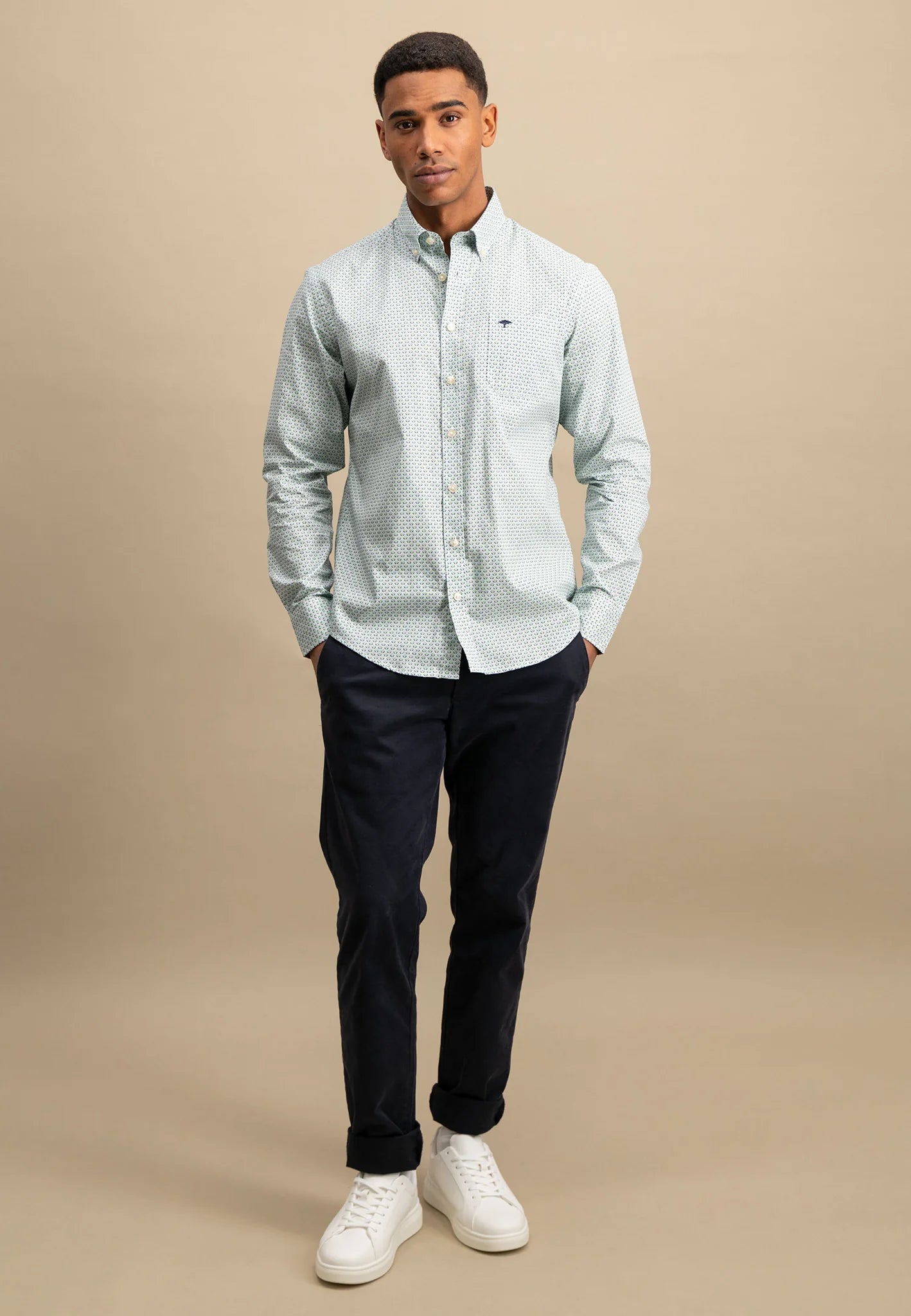Fynch Hatton Small Combi Print Shirt - Turf Green