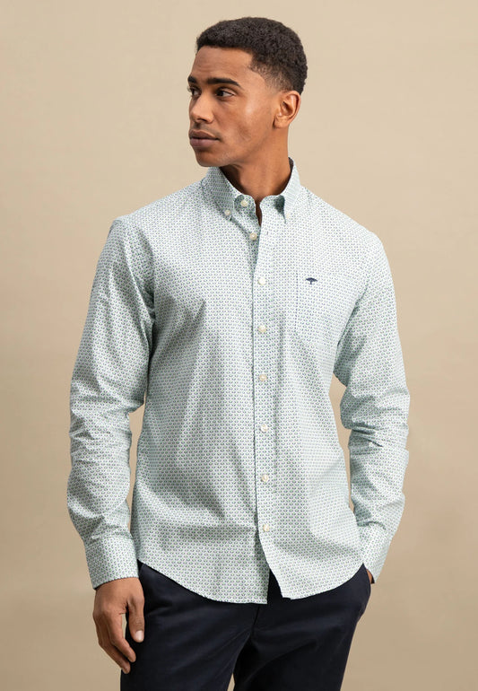 Fynch Hatton Small Combi Print Shirt - Turf Green