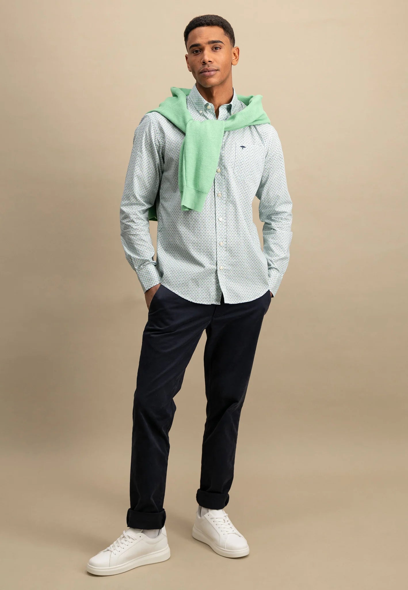 Fynch Hatton Small Combi Print Shirt - Turf Green