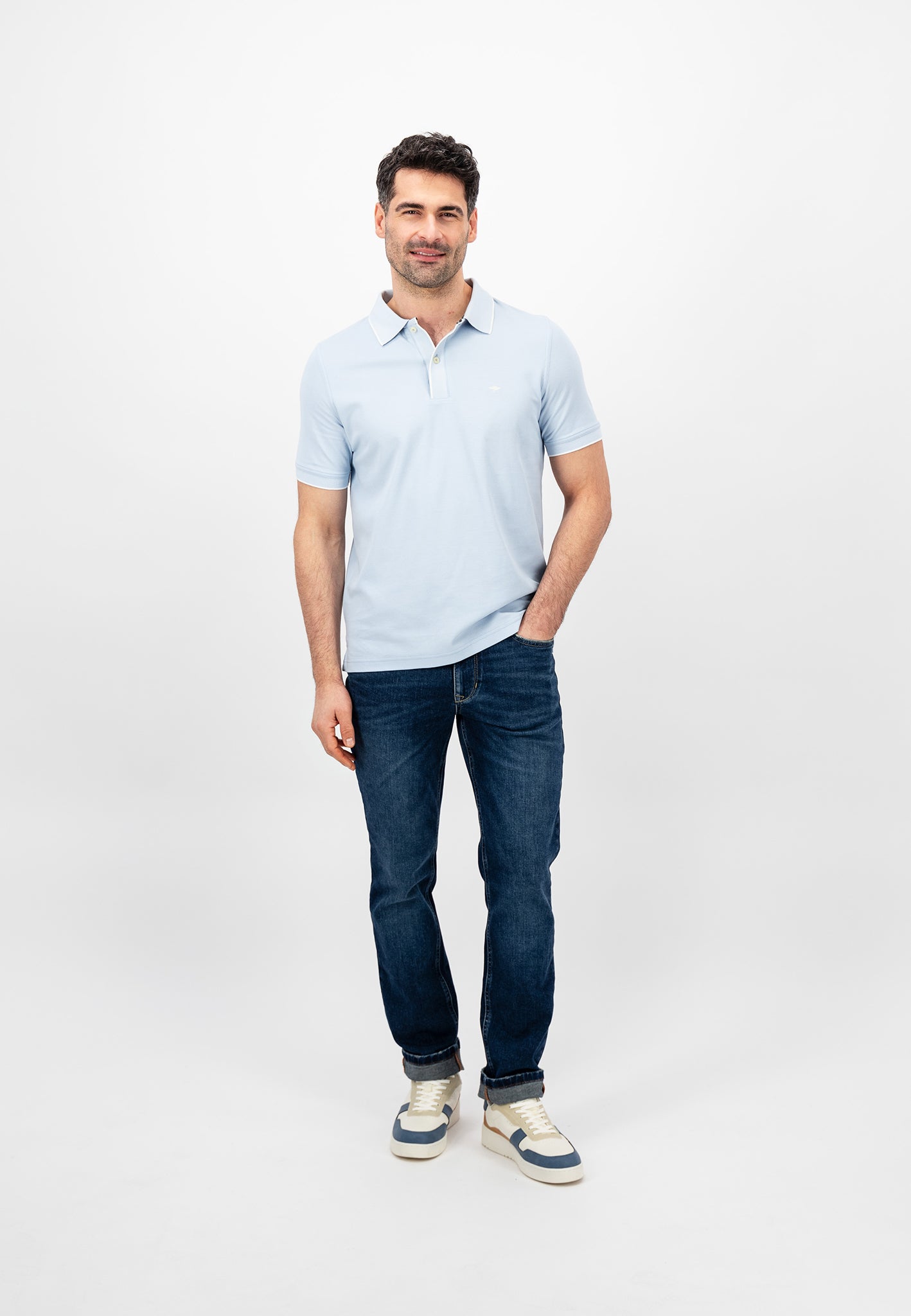 Fynch Hatton Cotton Polo Shirt -Summer Breeze