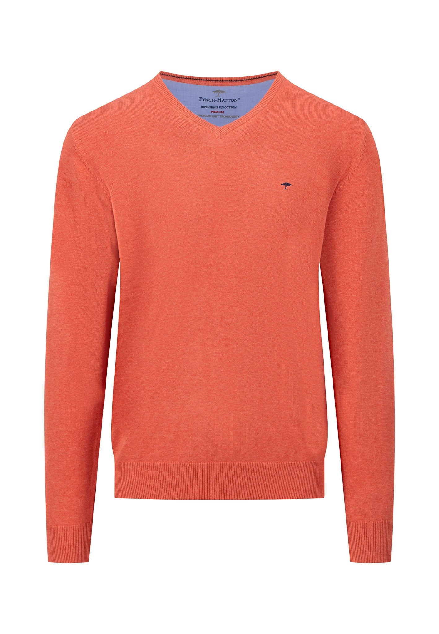 Fynch Hatton V-Neck Knit Jumper - Orient Red