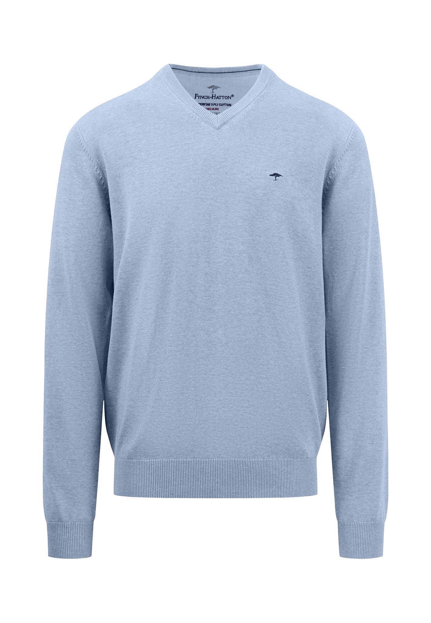 Fynch Hatton V-Neck Knit Jumper - Summer Breeze