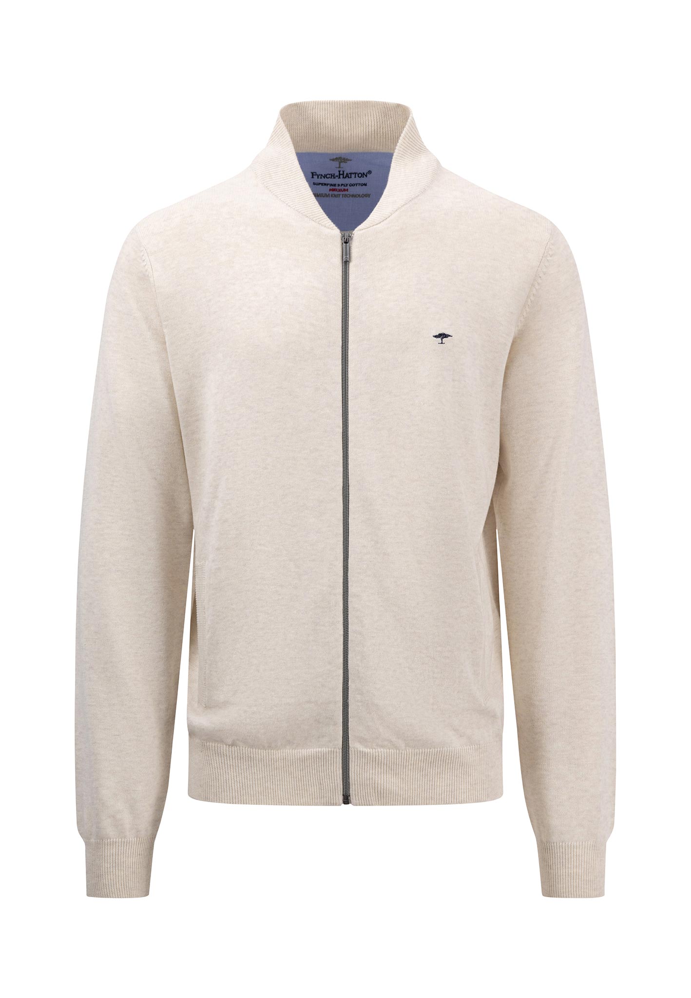 Fynch Hatton Full Zip Cardigan - Off White