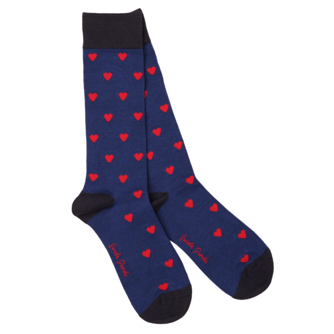 Swole Panda Bamboo Socks - Navy Hearts