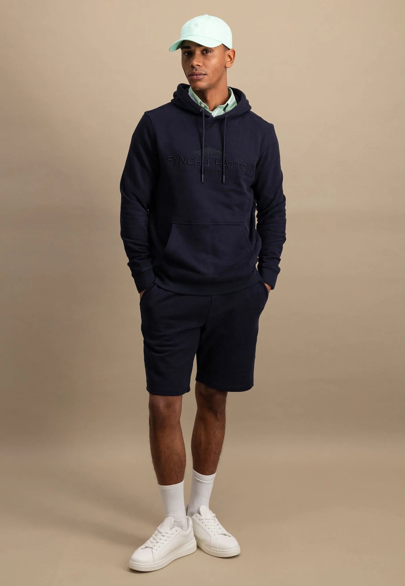 Fynch Hatton Logo Printed Hoodie - Navy