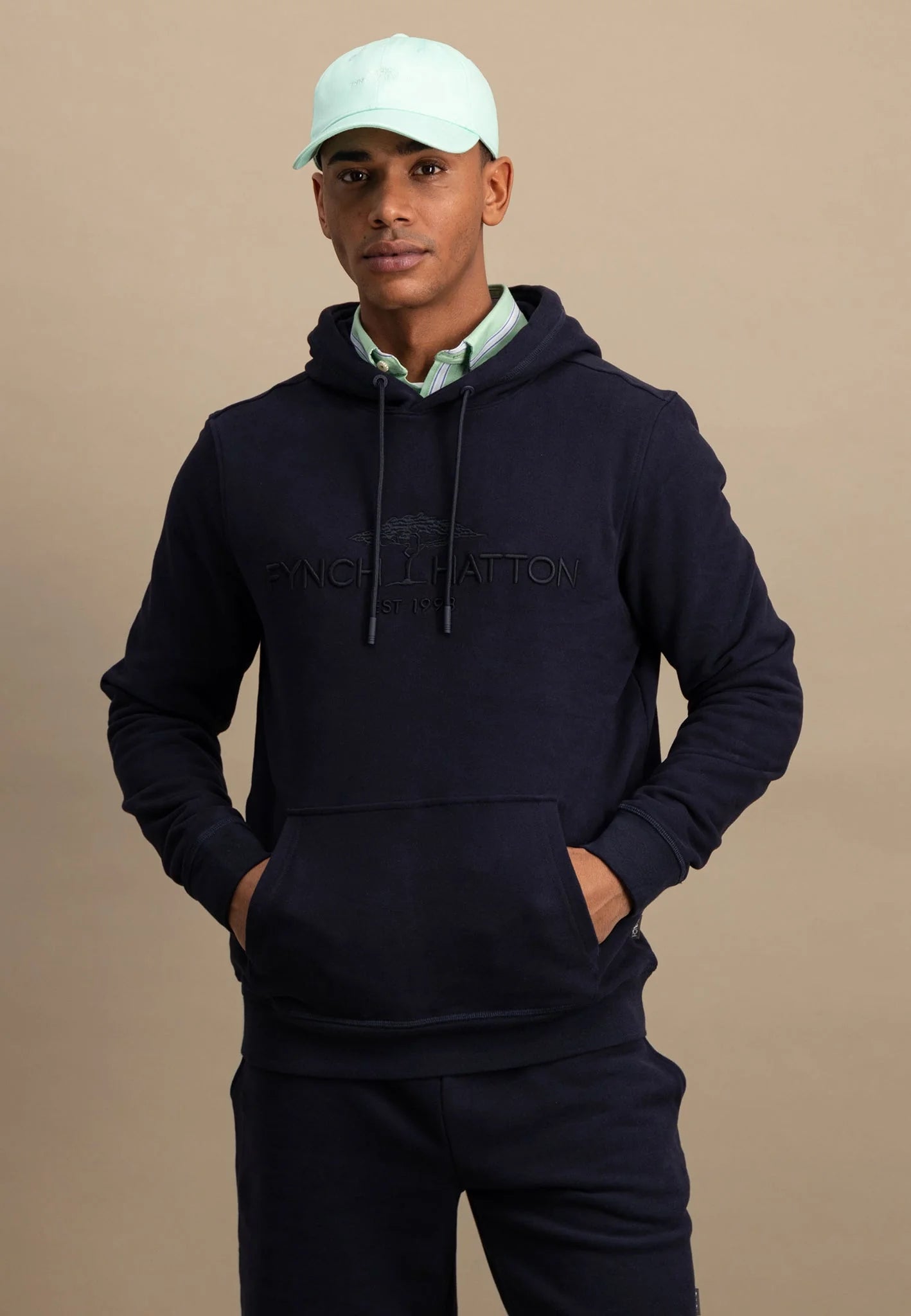 Fynch Hatton Logo Printed Hoodie - Navy