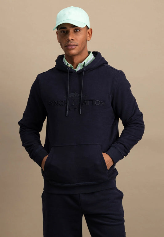 Fynch Hatton Logo Printed Hoodie - Navy