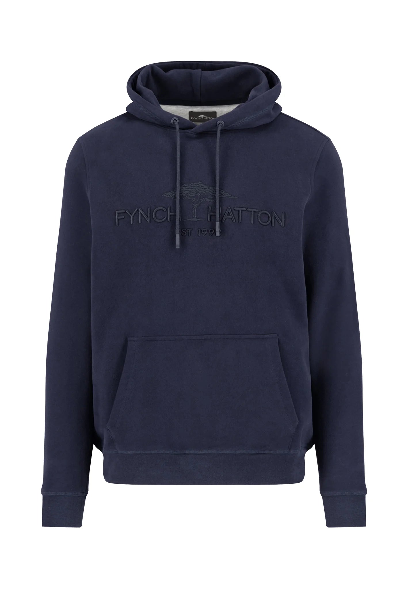 Fynch Hatton Logo Printed Hoodie - Navy