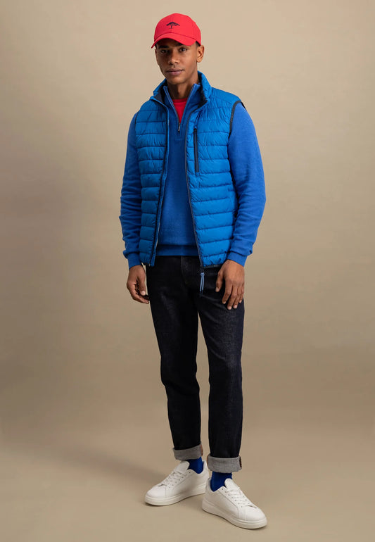 Fynch Hatton Light Weight Quilted Gilet - Strong Blue