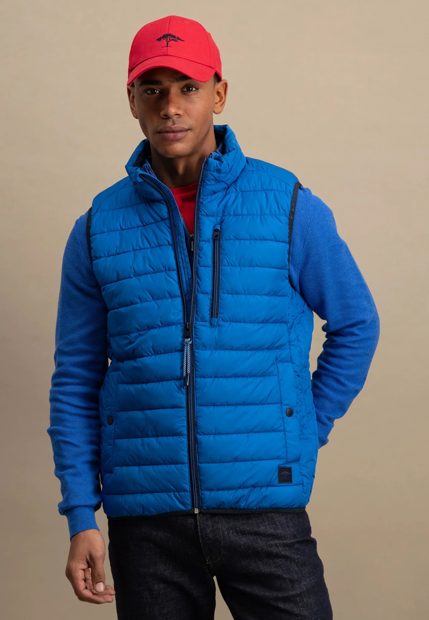 Fynch Hatton Light Weight Quilted Gilet - Strong Blue