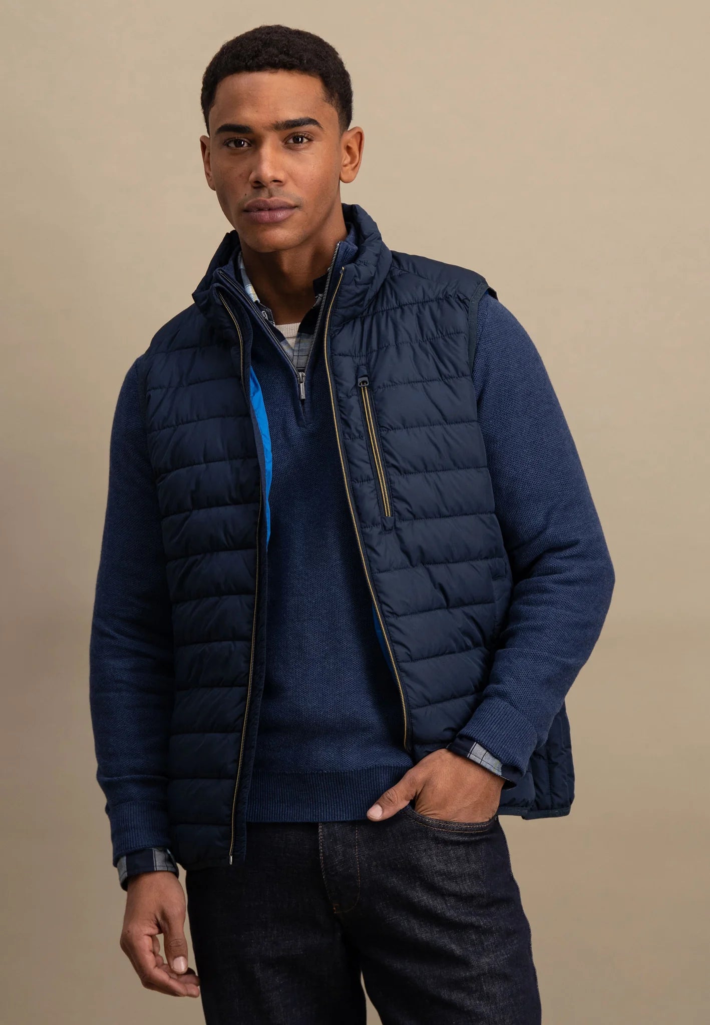 Fynch Hatton Light Weight Quilted Gilet - Navy