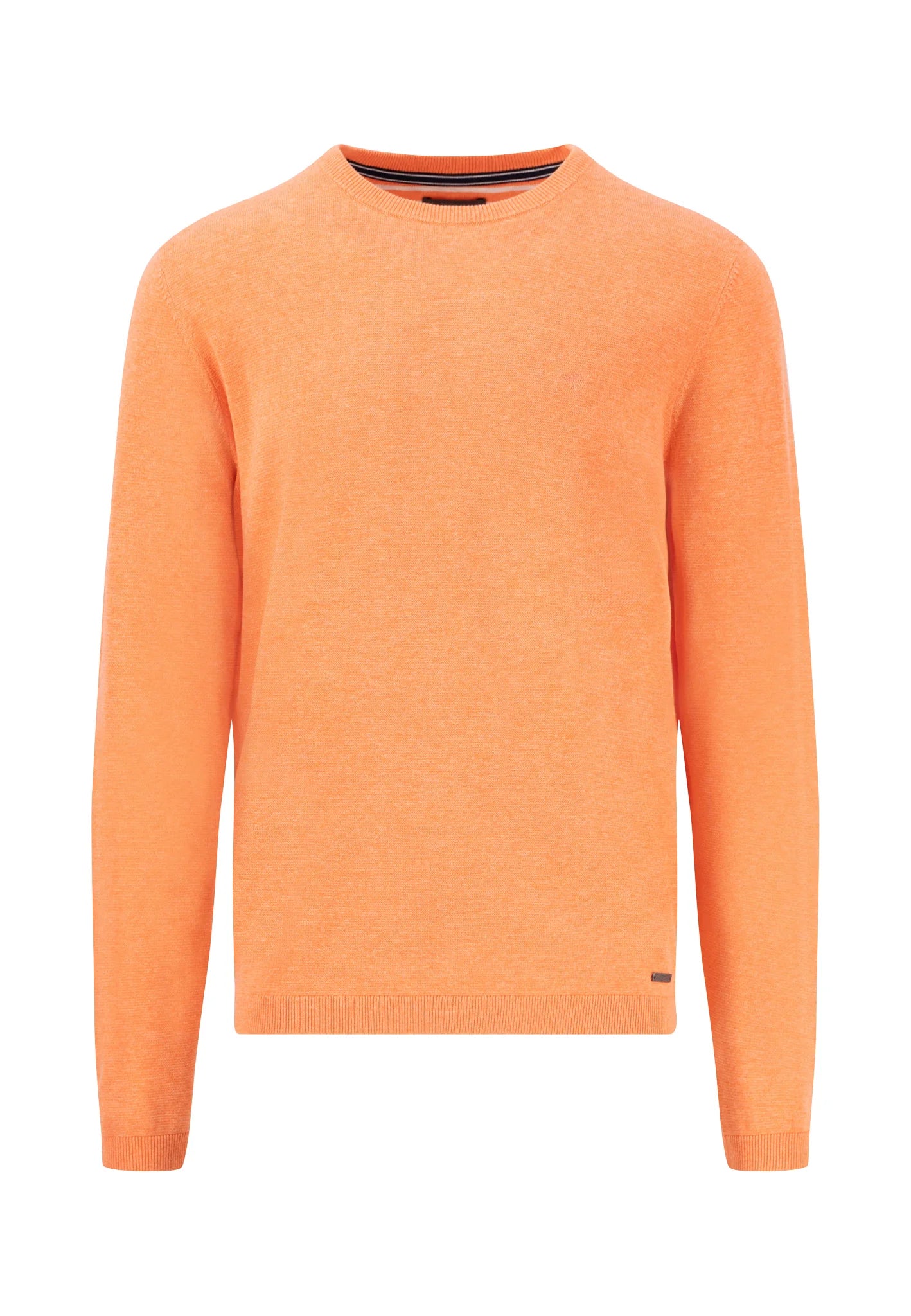 Fynch Hatton Cotton Knit Round Neck Jumper - Sunny Orange