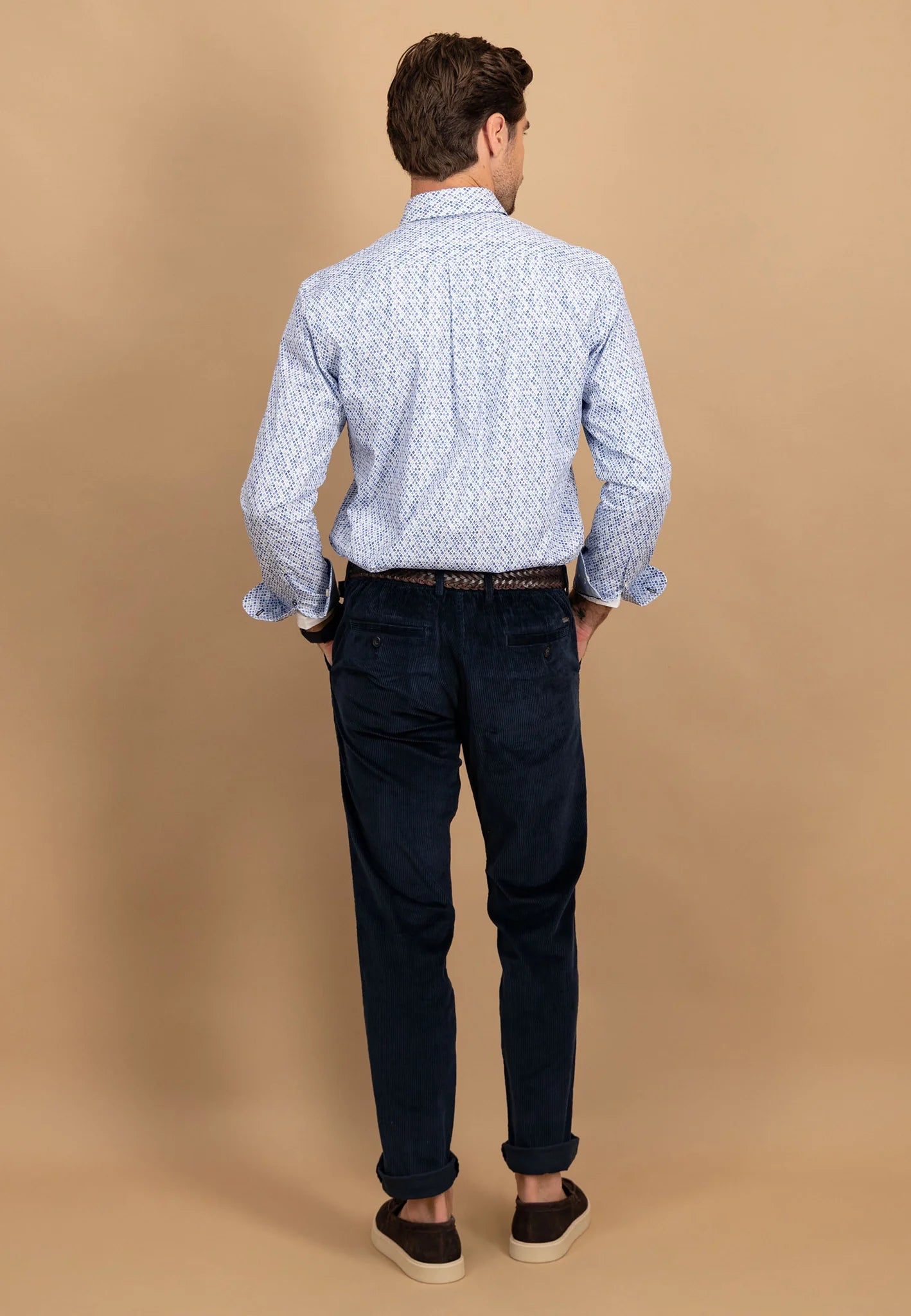 Fynch Hatton Modern Fit Print Shirt -Crystal Blue