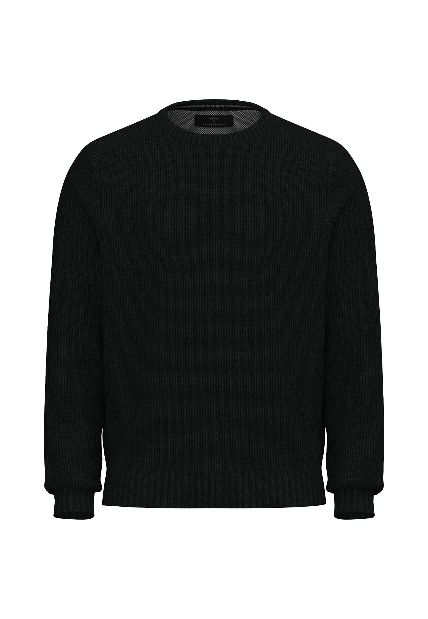 Fynch Hatton Round Neck Structure Supersoft Jumper - Navy