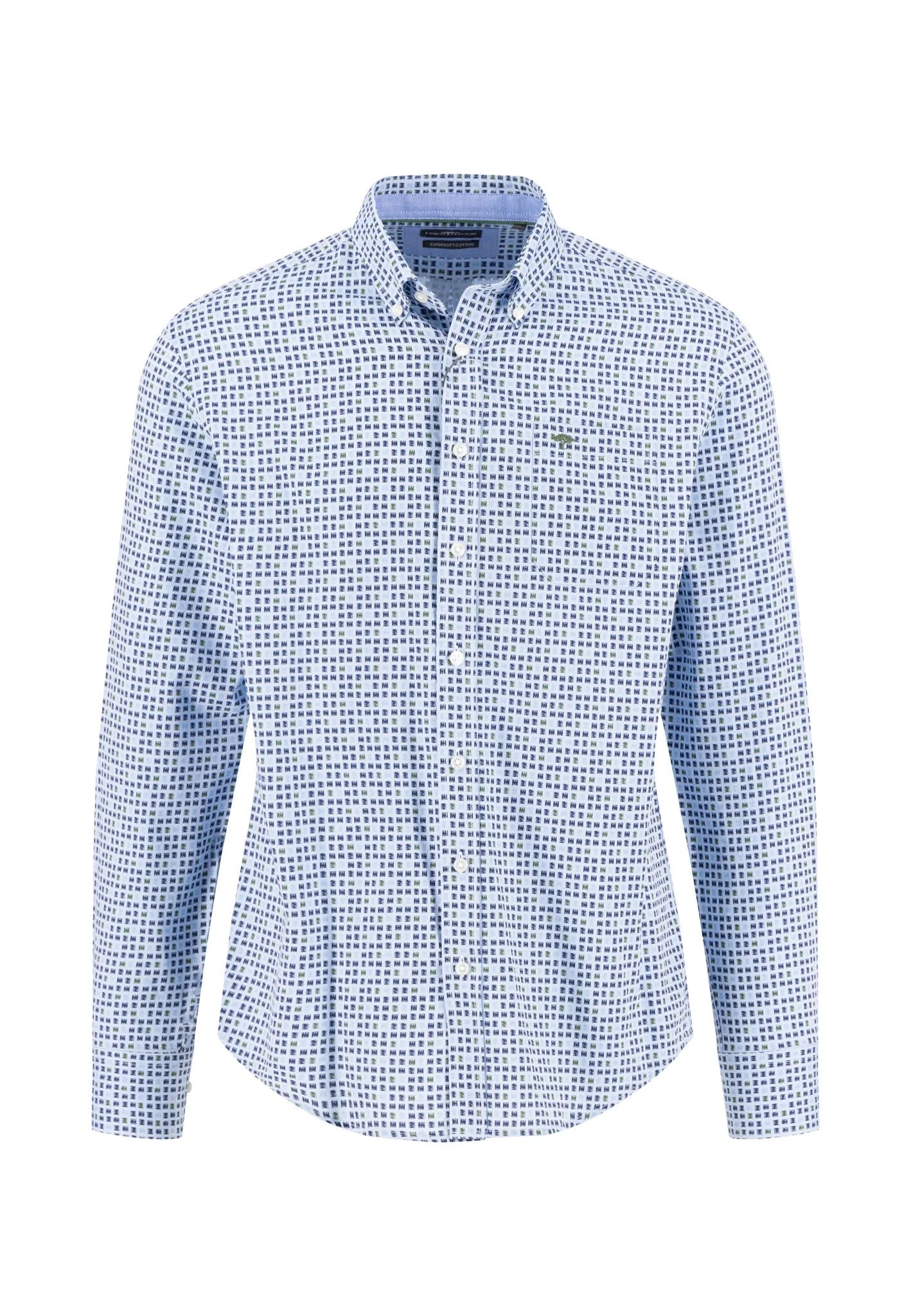 Fynch Hatton Combi Print Shirt - Dark Leaf