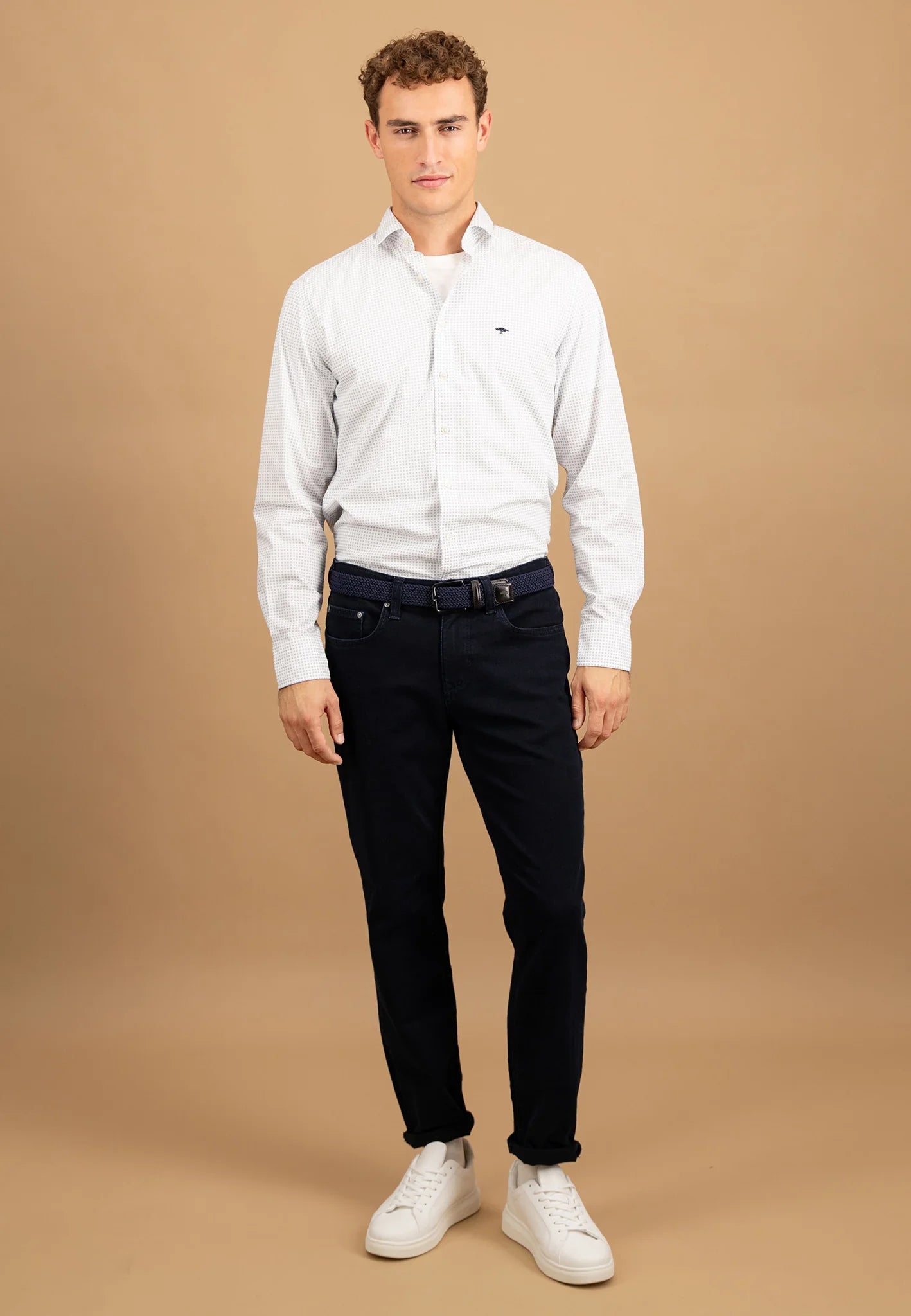 Fynch Hatton Essential Print Shirt - Navy