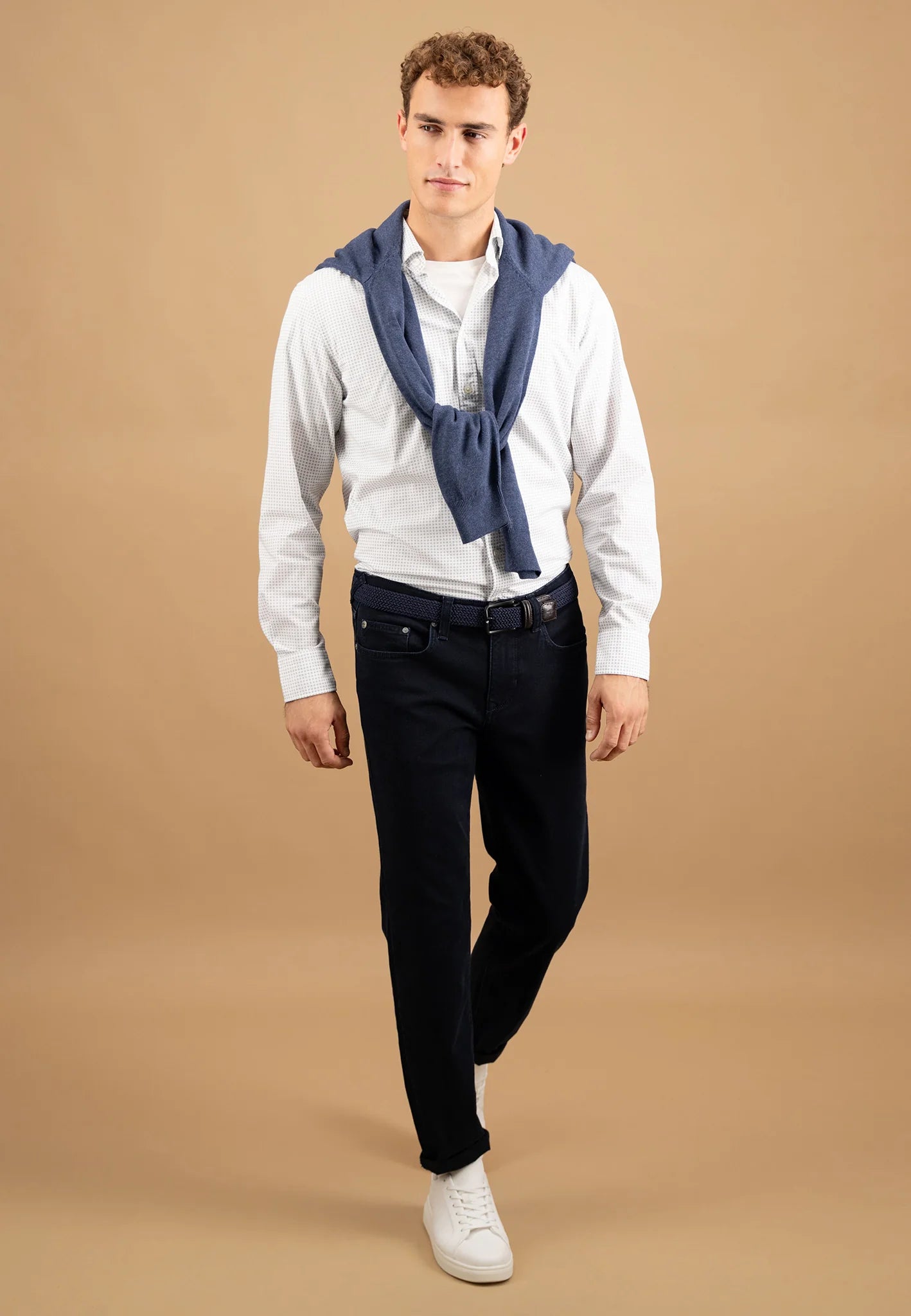 Fynch Hatton Essential Print Shirt - Navy
