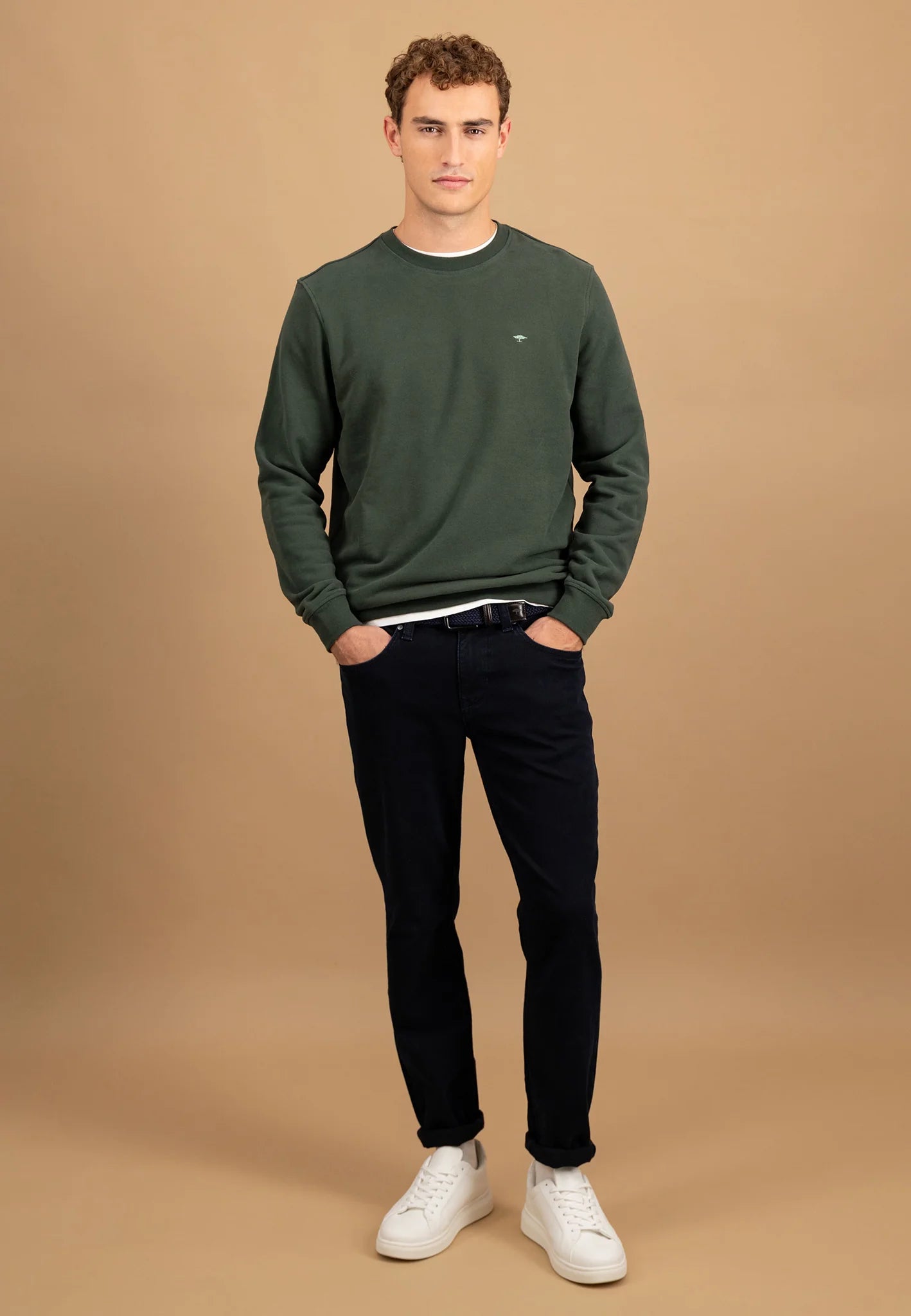 Fynch Hatton Round Neck Sweater - Dark Ivy